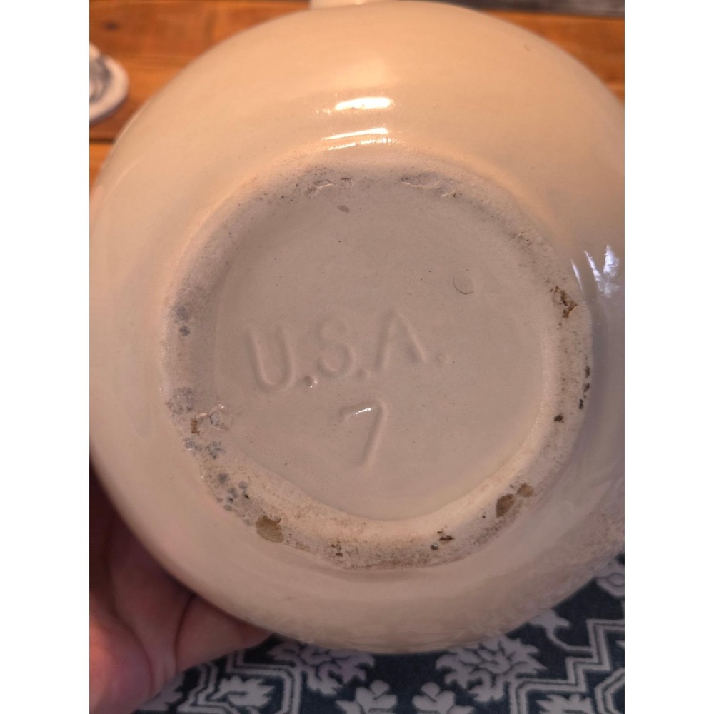 Vintage Floral water jug Cream Color USA Ceramic Rose Flower Decor Farmhouse - Picture 4 of 13
